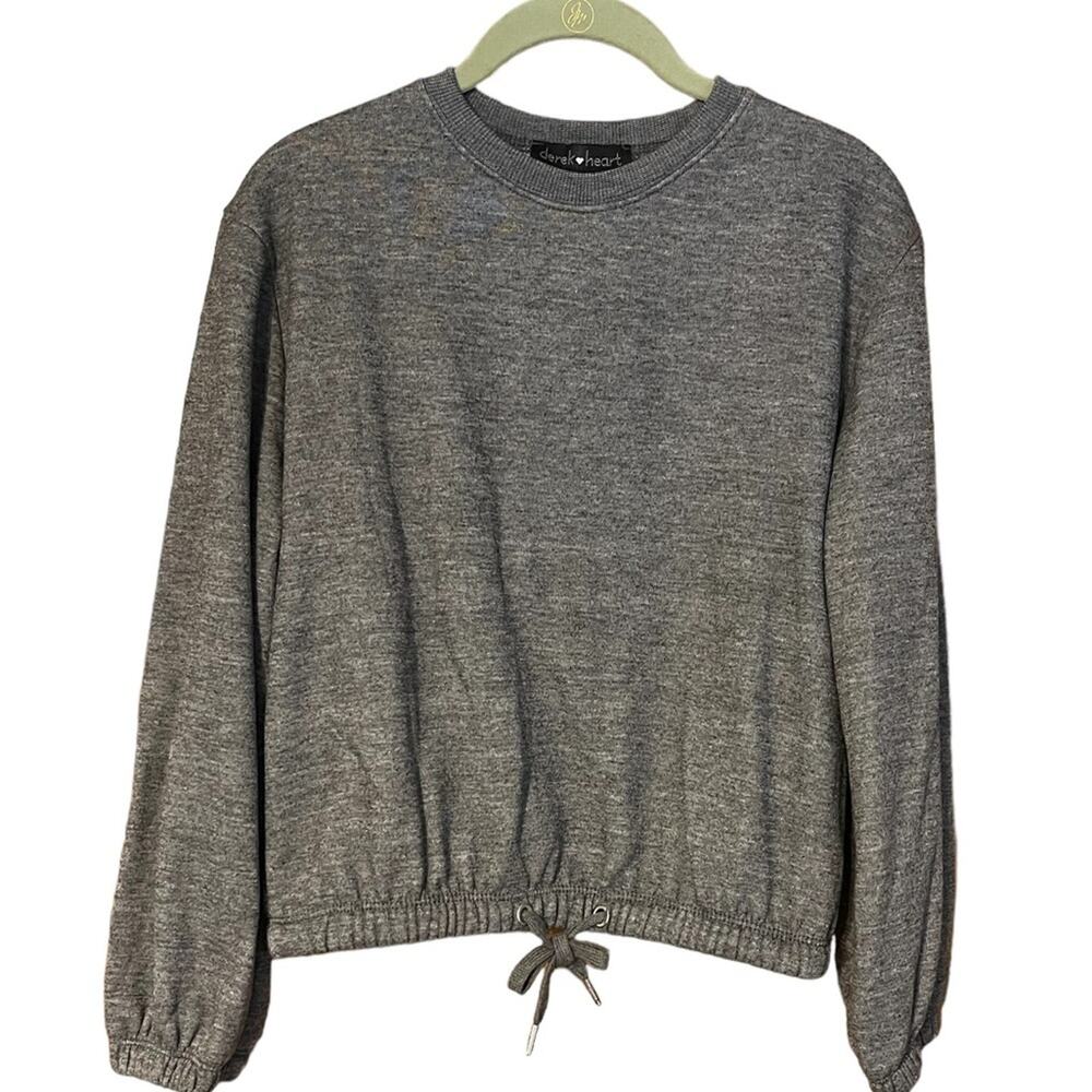 Derek Heart NWT Small Womens Heathered Charcoal Gray Pullover Fleece Sweatshirt